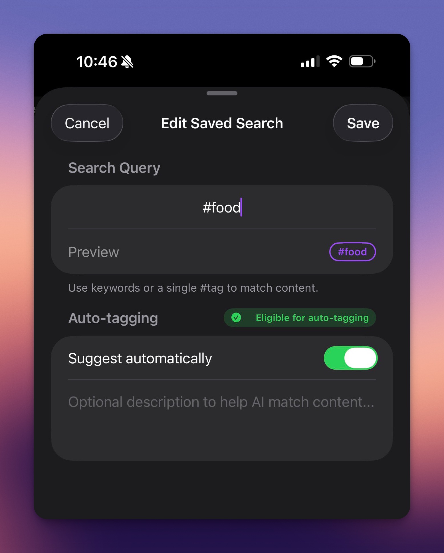 auto tag edit settings on iOS